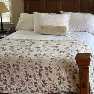 Queen Organic Cotton 2 Side Loom Weave Bedspread Earth Brown Ecru  Bedspread NEW